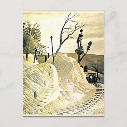 Eric Ravilious - Dampfzug, der einen Bend umrundet Postkarte (Vorderseite)