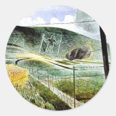 Eric Ravilious - Der Wilmington-Riese, feine Kunst Runder Aufkleber (Vorderseite)