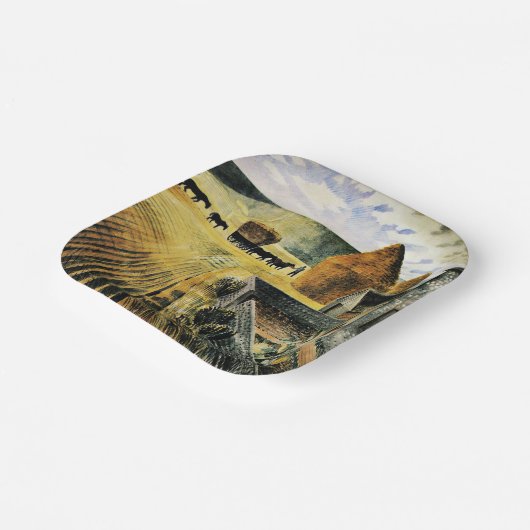 Eric Ravilious - Furlong, famous painting, Pappteller (Gewinkelt)