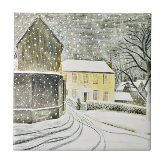 Eric Ravilious - Hallstead Road im Schnee, Fliese (Vorderseite)