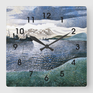 Eric Ravilious - Norwegen, magischer Realismus Kun Quadratische Wanduhr