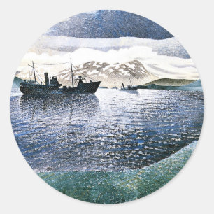 Eric Ravilious - Norwegen, magischer Realismus, Runder Aufkleber
