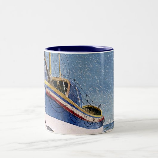 Eric Ravilious - Rettungsboot bei Adelburgh Zweifarbige Tasse (Mittel)