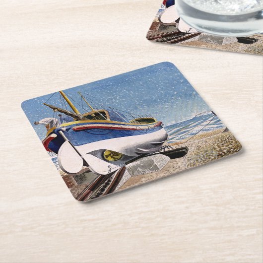 Eric Ravilious - Rettungsboot in Adelburgh, Rechteckiger Pappuntersetzer (angewinkelt)