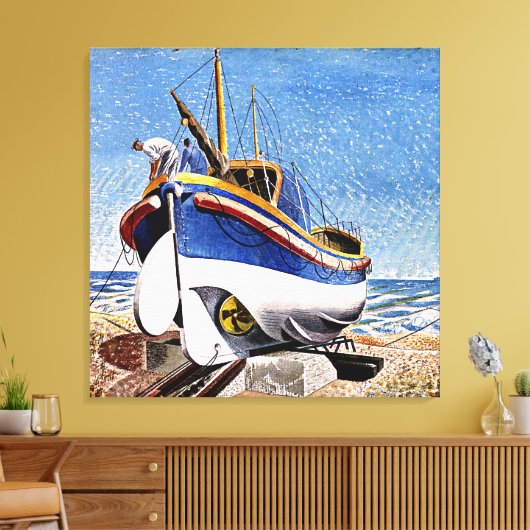 Eric Ravilious - Rettungsboot in Aldeburgh, Leinwanddruck (Insitu (Wohnzimmer))