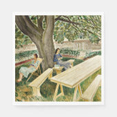 Eric Ravilious, Zwei Frauen in einem Garten, Serviette (Vorderseite)