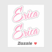 Erica Decorative Name in Rosa x2 Aufkleber (Blatt)