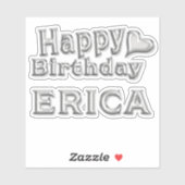 Erica Happy Birthday silver Aufkleber Sticker (Blatt)