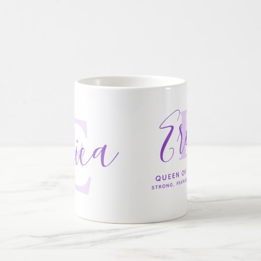 Erica Name bedeutet Monogramm E lila Kaffeetasse (Mittel)