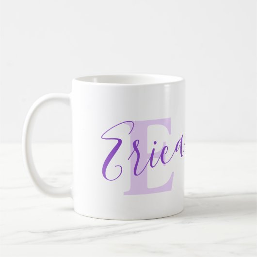 Erica Name bedeutet Monogramm E lila Kaffeetasse (Links)