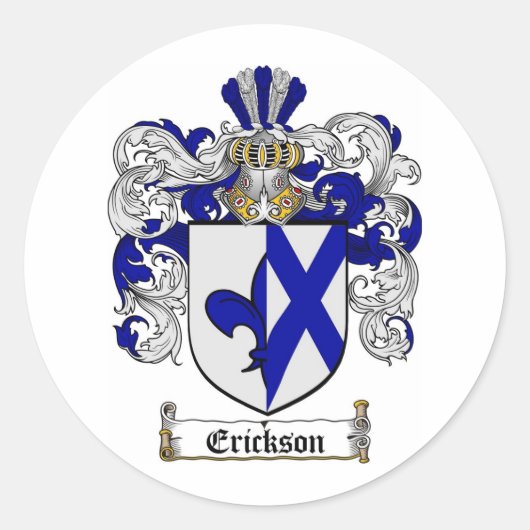 ERICKSON-FAMILIENWAPPEN - WAFFENSCHUTZMÜLLE VON ER RUNDER AUFKLEBER (Vorderseite)