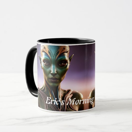 Eric's Personalisiert anpassbares Koffein am Morge Tasse (Vorderseite Links)