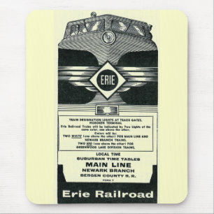Erie-Eisenbahn-Vorstadtzeitplan-Abdeckung 1958 Mousepad