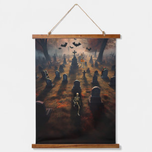 Erie Halloween  Wandteppich Mit Holzrahmen