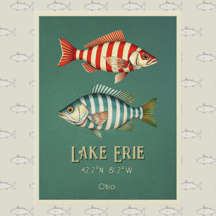 Erie-Ohio-Streifenfisch Postkarte