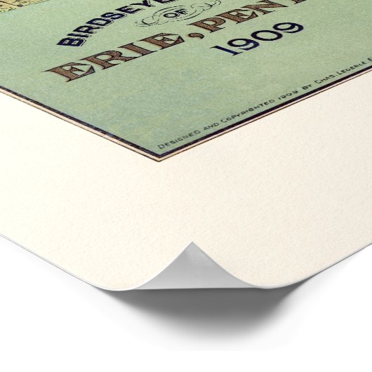 Erie, PA Panoramic Karte - 1909 Poster (Ecke)