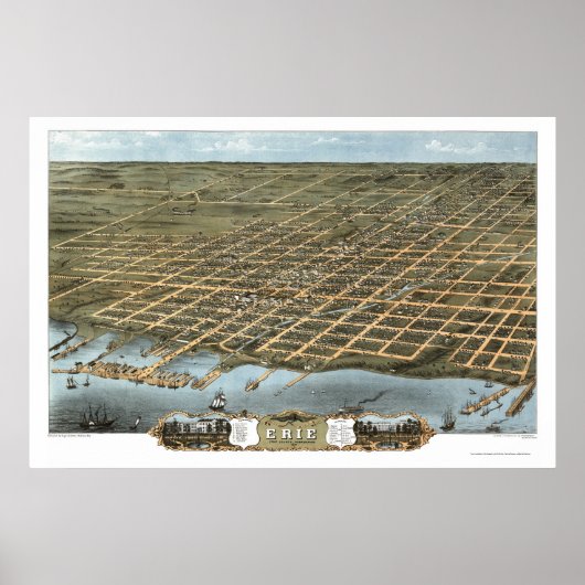 Erie, PA Panoramic Map - 1870 Poster (Vorne)
