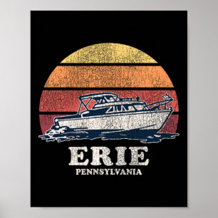 Erie Pa Vintage Bootfahren 70er Retro Boot Design  Poster