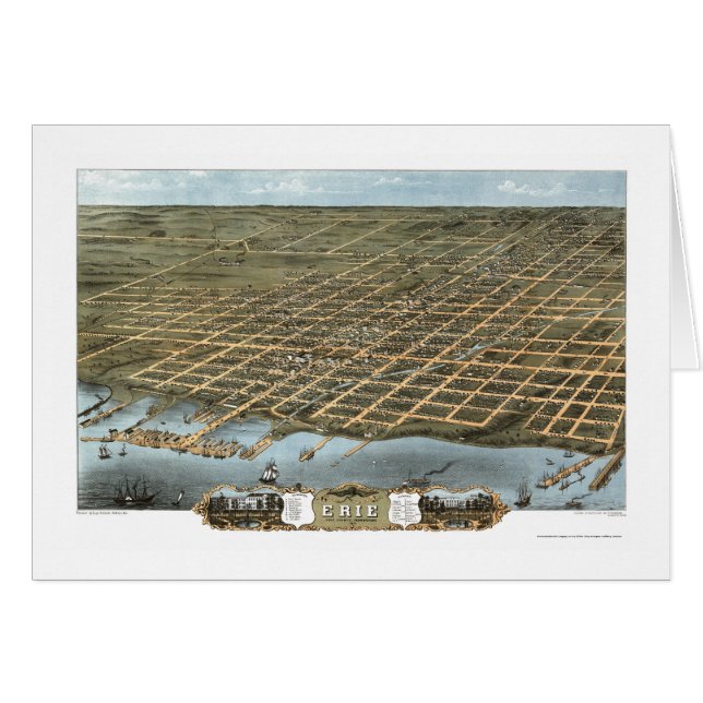 Erie, panoramische Karte PAs - 1870 (Vorderseite (Horizontal))