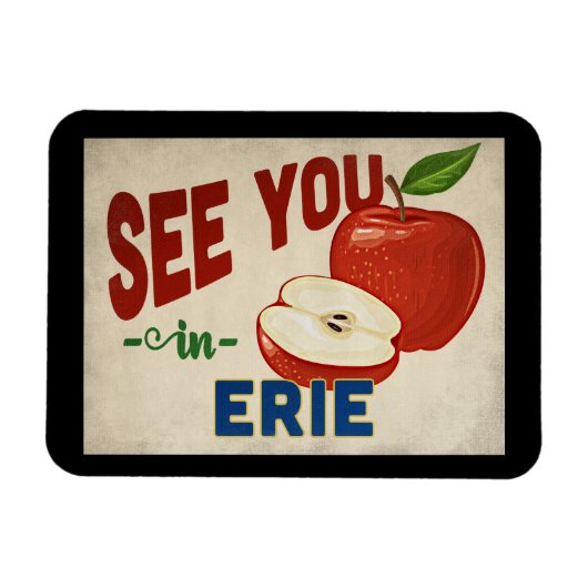 Erie Pennsylvania Apple - Vintage Travel Magnet (Horizontal)