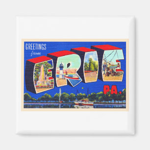 Erie Pennsylvania PA Vintager Großbuchstabe Postk Magnet