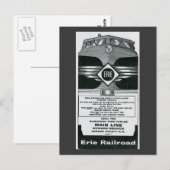 Erie Railroad Vorstädtische Zeitpläne Abdeckung 19 Postkarte (Vorne/Hinten)