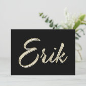 Erik Name white gold Handwriting Karte (Stehend Vorderseite)