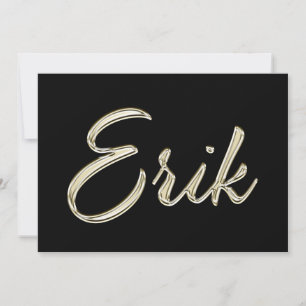Erik Name white gold Handwriting Karte