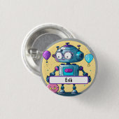 Erik the Brainy Bot with Custom Nametag Button (Vorne & Hinten)