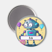 Erik the Brainy Bot with Custom Nametag Magnet (Vorderseite/Rückseite)