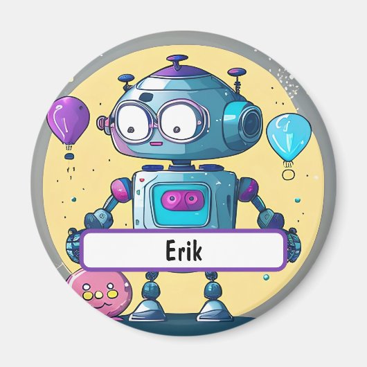 Erik the Brainy Bot with Custom Nametag Magnet (Vorne)