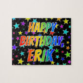 ‚ERIK‘ Vorname, Fun ‚HAPPY BIRTHDAY‘ Puzzle (Horizontal)