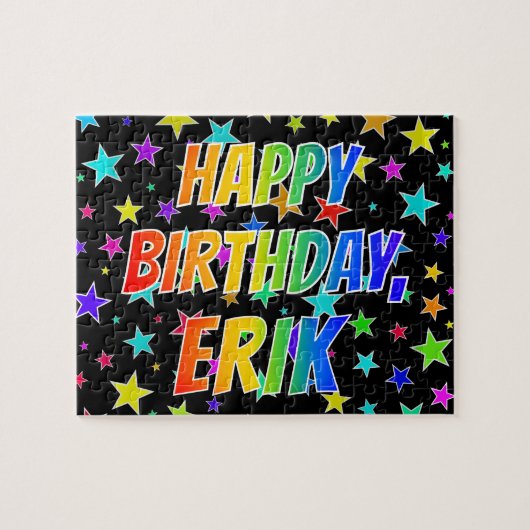 ‚ERIK‘ Vorname, Fun ‚HAPPY BIRTHDAY‘ Puzzle (Horizontal)