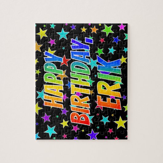 ‚ERIK‘ Vorname, Fun ‚HAPPY BIRTHDAY‘ Puzzle (Vertikal)