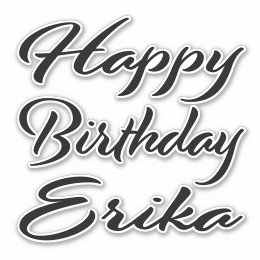 Erika Name Vorname black Sticker Geburtstag (Vorderseite)
