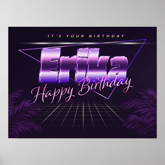 Erika Name Vorname lila retro Geburtstag Poster (Vorne)