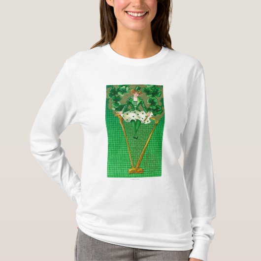 Erin gehen Bragh Frau auf Harfen-Szene T-Shirt (Vorderseite)