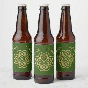Erin Go Bragh Gold Celtic Kleeblatt Bierflaschenetikett