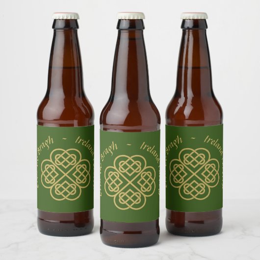 Erin Go Bragh Gold Celtic Kleeblatt Bierflaschenetikett (Flaschen)