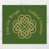 Erin Go Bragh Gold Celtic Kleeblatt Bierflaschenetikett (Einzelnes Label)