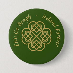 Erin Go Bragh Gold Celtic Kleeblatt Button