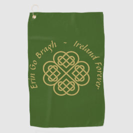 Erin Go Bragh Gold Celtic Kleeblatt Golfhandtuch