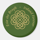 Erin Go Bragh Gold Celtic Kleeblatt Magnet (Vorne)