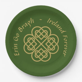 Erin Go Bragh Gold Celtic Kleeblatt Pappteller