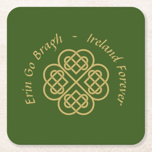Erin Go Bragh Gold Celtic Kleeblatt Rechteckiger Pappuntersetzer (Vorderseite)