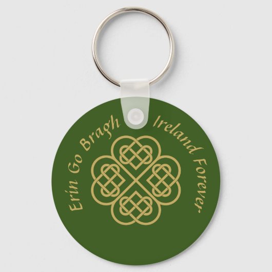 Erin Go Bragh Gold Celtic Kleeblatt Schlüsselanhänger (Vorderseite)