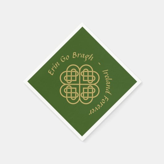 Erin Go Bragh Gold Celtic Kleeblatt Serviette (Ecke)