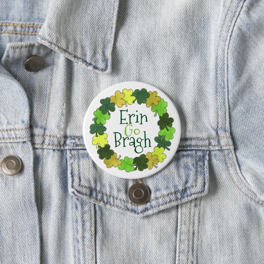 Erin Go Bragh Green Kleeblatt St. Patrick's Day Button (Beispiel)