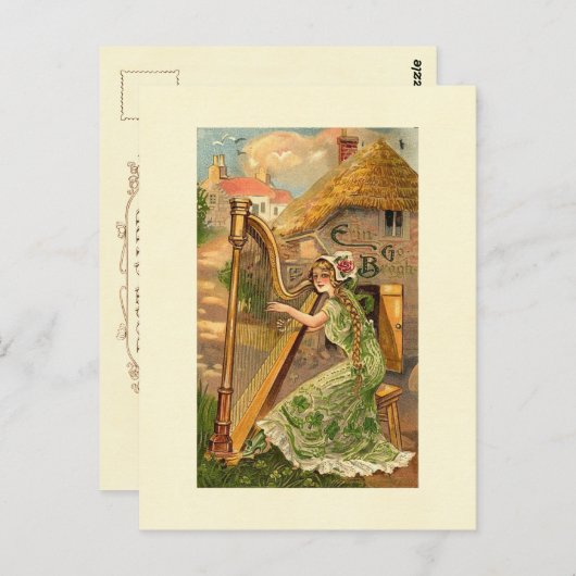 Erin Go Bragh Harp Frau Postkarte (Vorne/Hinten)