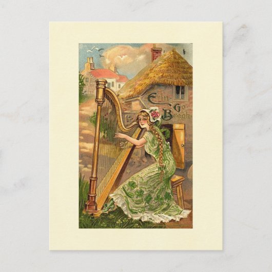 Erin Go Bragh Harp Frau Postkarte (Vorderseite)